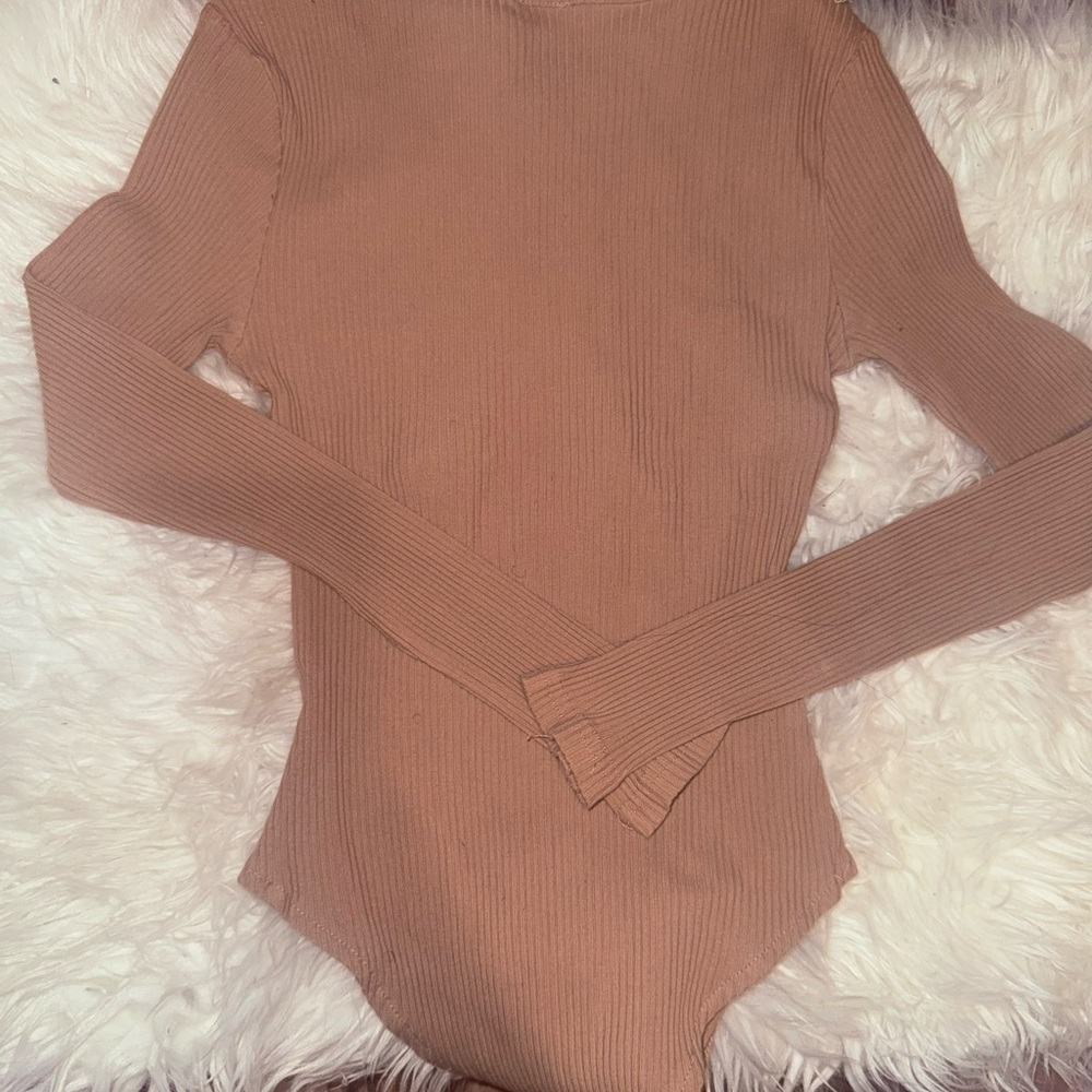 Princess Polly Camel Ribbed Bodysuit